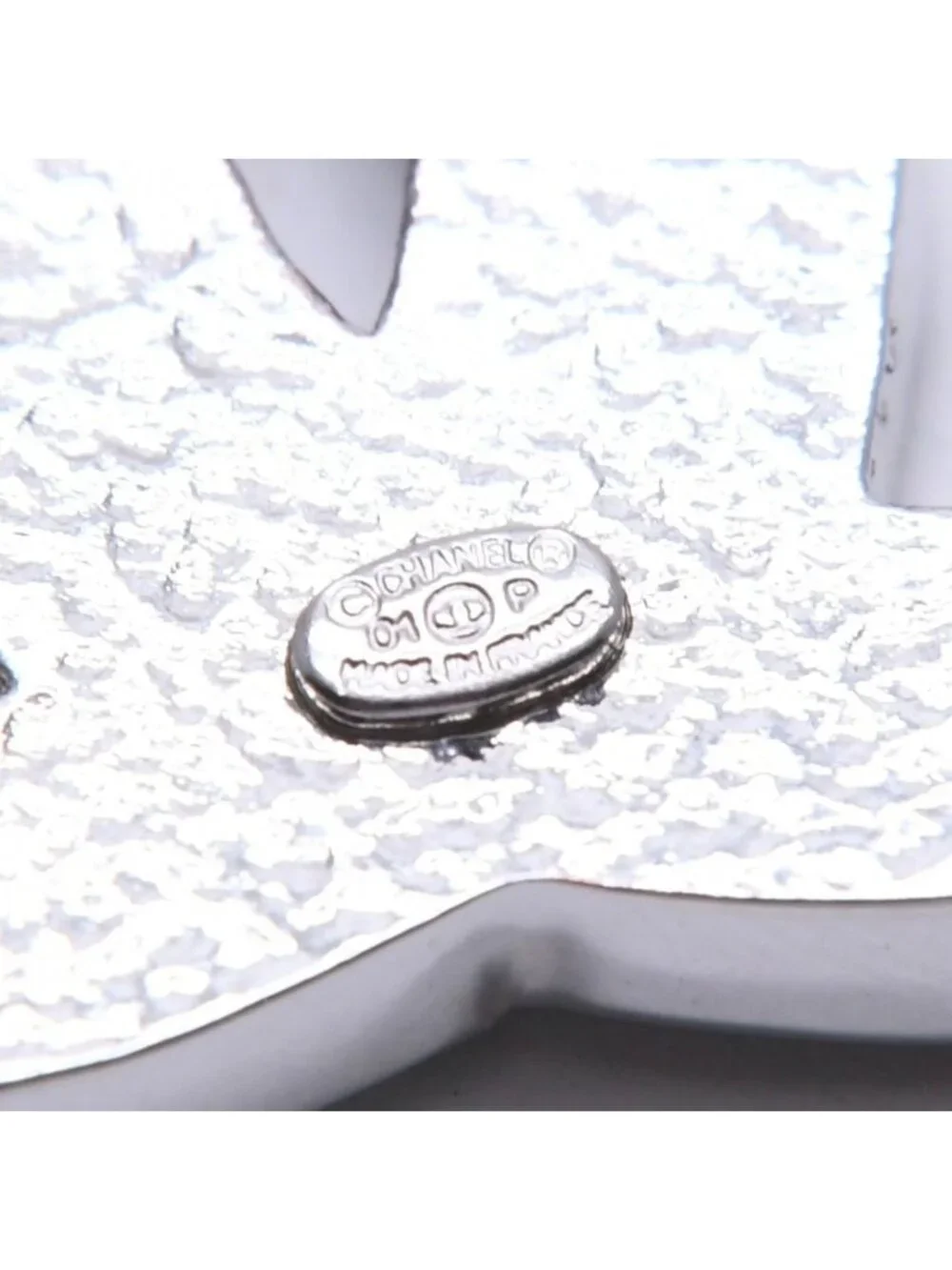 Chanel CC Logo Brooch 01 Metal Rhinestone Silver Clear